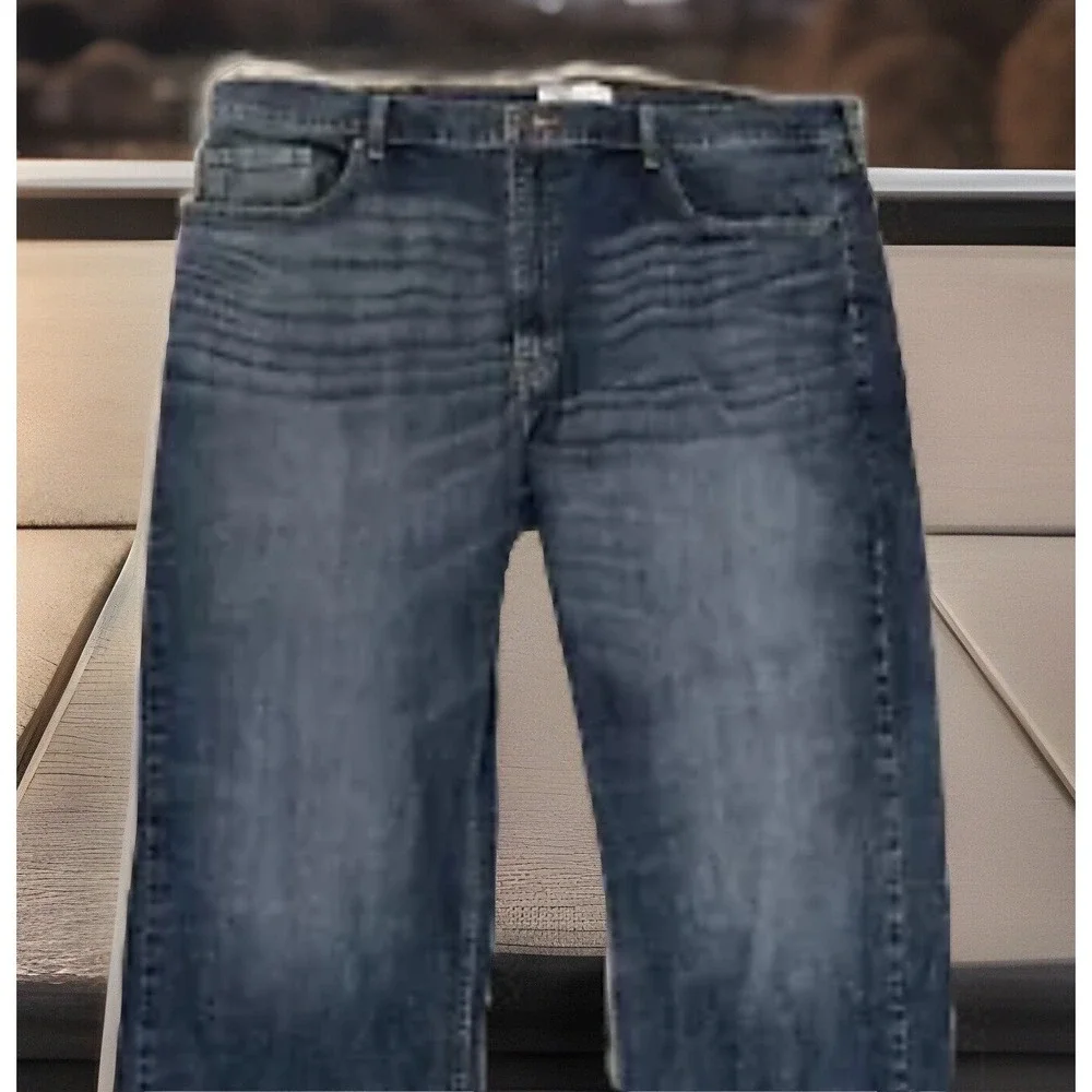 Levis Signature Mens Jeans 44x30 Loose Relaxed Baggie, Whiskering, Distressed